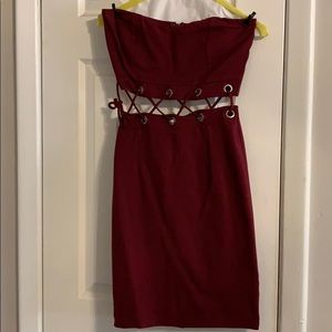 Burgundy two piece matching set dress.